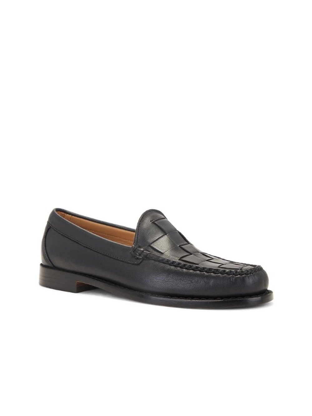 G.H. Bass & Co. Black Leather Woven Penny Loafers